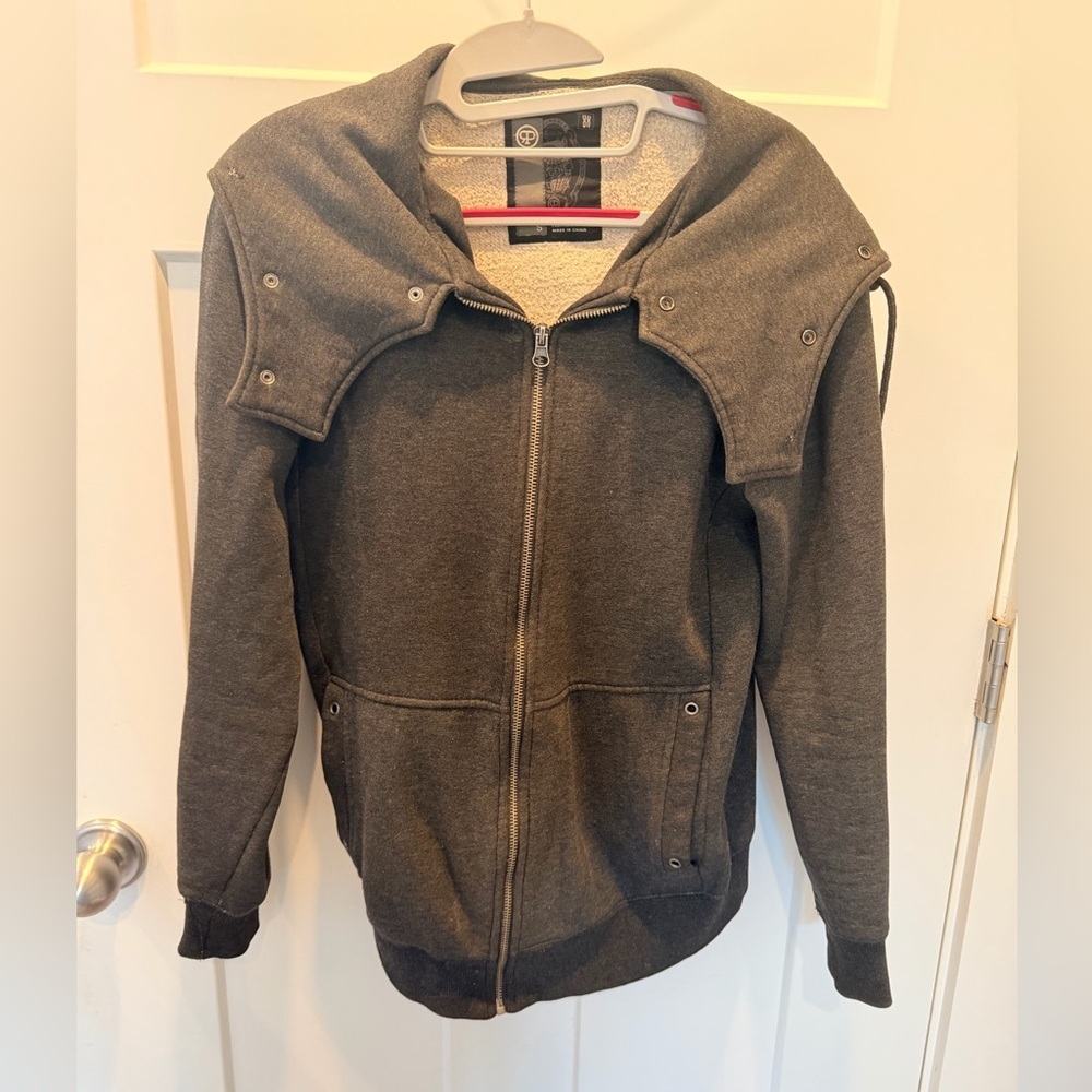 G-Star RAW Charcoal Zip Up Hoodie Size Small Streetwear with FLAW